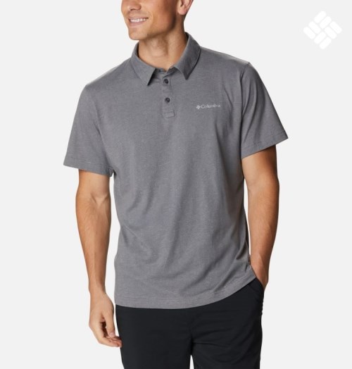 Men's Columbia Thistletown Hills Polo Shirts Grey | CA-Y8CAL