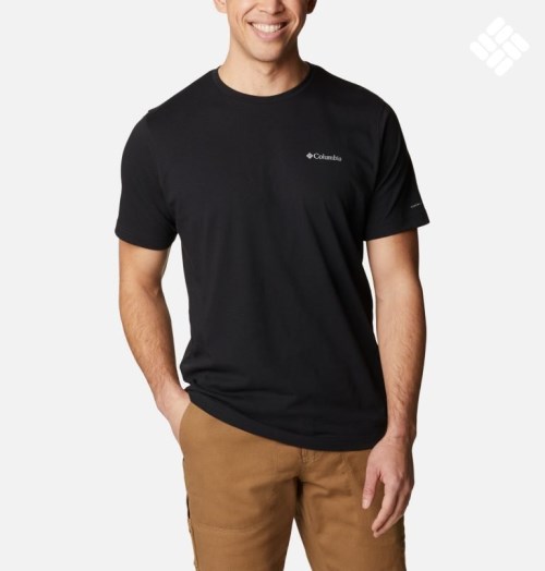 Men's Columbia Thistletown Hills Short Sleeve T Shirts Black | CA-B4C3A