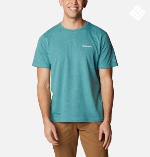 Men's Columbia Thistletown Hills Short Sleeve T Shirts Turquoise | CA-JC5L8