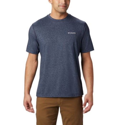 Men's Columbia Thistletown Park Crew T Shirts Navy | CA-V5304