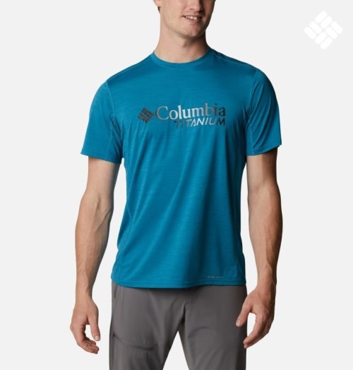 Men's Columbia Titan Pass Graphic T Shirts Turquoise | CA-RC480