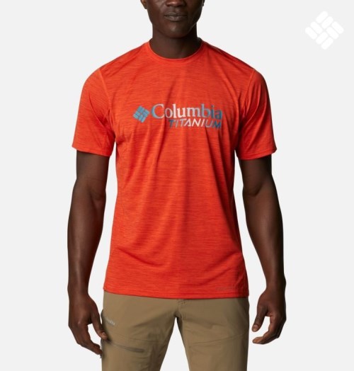 Men's Columbia Titan Pass Graphic T Shirts Orange | CA-V5A3L