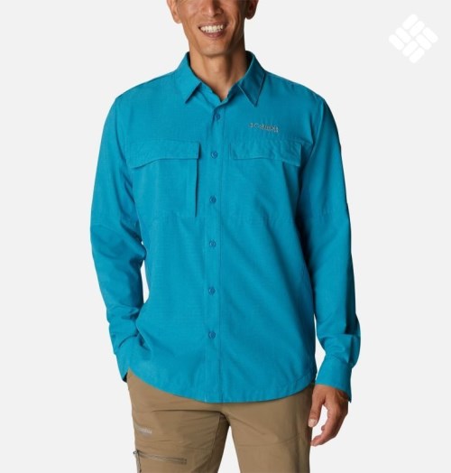 Men's Columbia Titan Pass Irico Long Sleeve Shirts Blue | CA-G3LA1