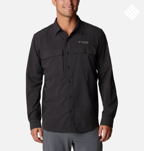 Men's Columbia Titan Pass Irico Long Sleeve Shirts Black | CA-LL51C