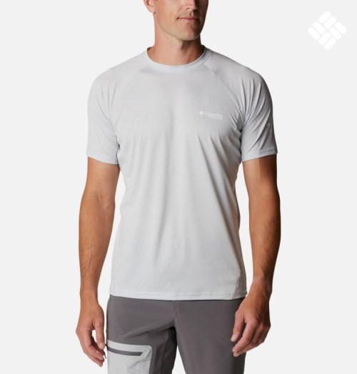 Men's Columbia Titan Pass Short Sleeve T Shirts Light Grey | CA-M1L8A