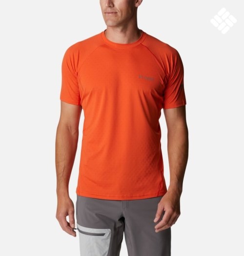 Men's Columbia Titan Pass Short Sleeve T Shirts Orange | CA-Q4C83