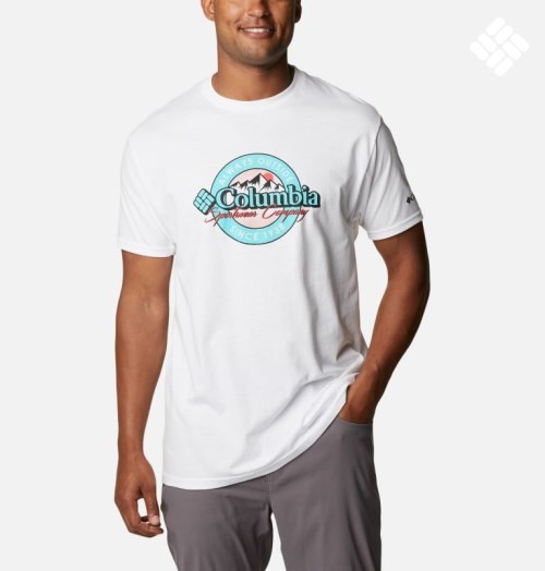 Men's Columbia Ultimate Graphic T Shirts White | CA-CCA08