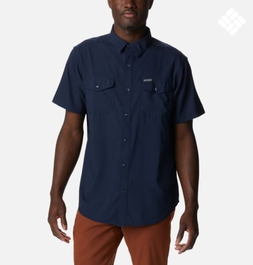 Men's Columbia Utilizer II Solid Short Sleeve Shirts Navy | CA-PA610