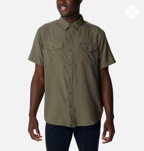 Men's Columbia Utilizer II Solid Short Sleeve Shirts Olive | CA-V4AC8