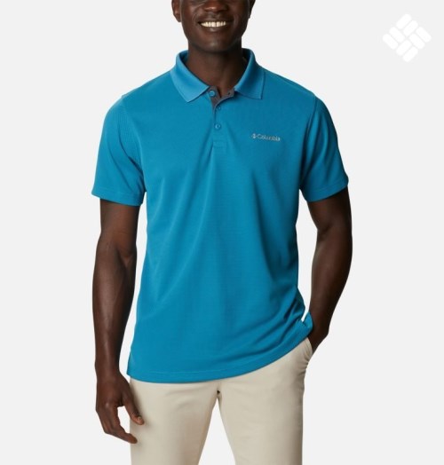 Men's Columbia Utilizer Polo Shirts Blue | CA-W3L64