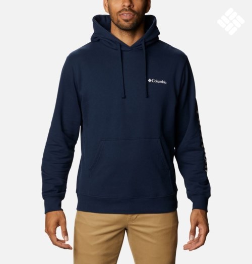 Men's Columbia Viewmont II Sleeve Graphic Hoodie Navy | CA-KL038