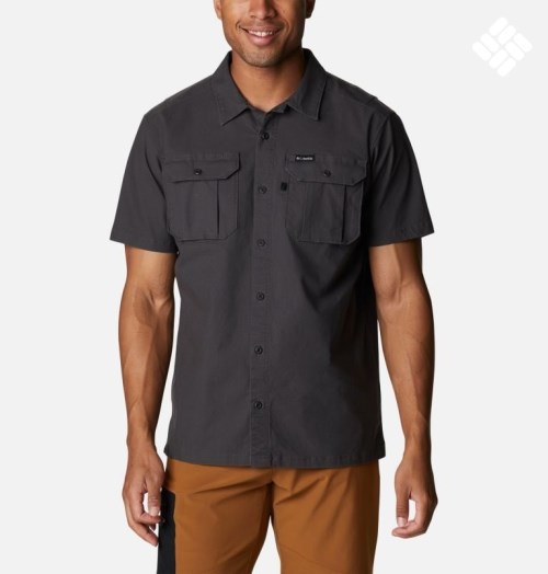 Men's Columbia Wallowa Novelty Short Sleeve Shirts Black | CA-X4A65