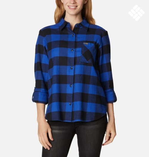 Women's Columbia Anytime Casual II Stretch Long Sleeve Shirts Blue | CA-B361L