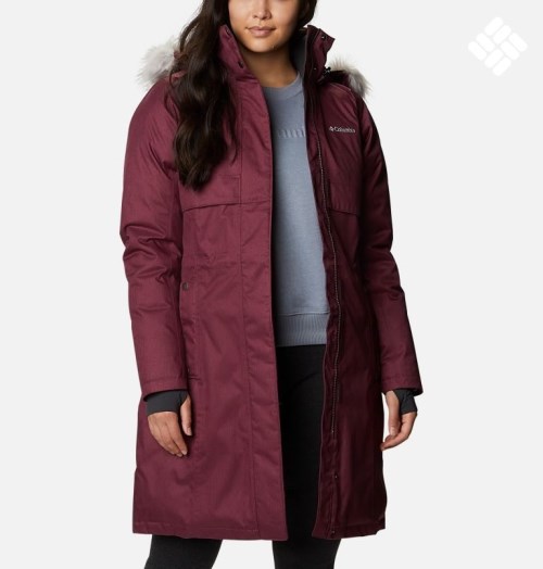 Women's Columbia Apres Arson II Long Down Jackets Maroon | CA-P3804