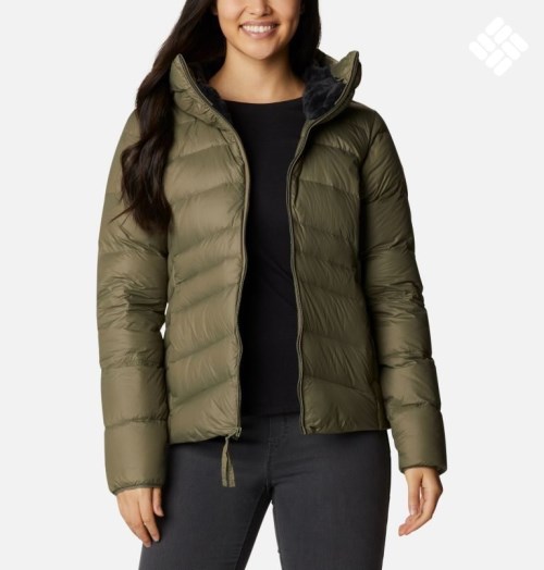 Women's Columbia Autumn Park Hooded Down Jackets Olive | CA-AAL46