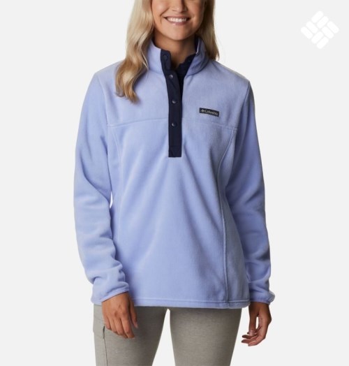 Women's Columbia Benton Springs 1/2 Snap Sweatshirts Light Blue | CA-R0C41