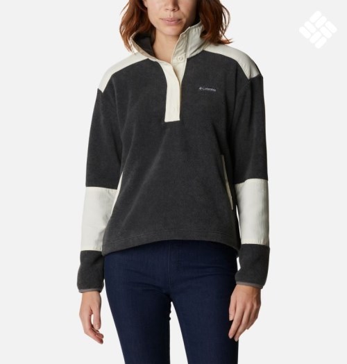 Women's Columbia Benton Springs Crop Sweatshirts Dark Grey | CA-MA48L