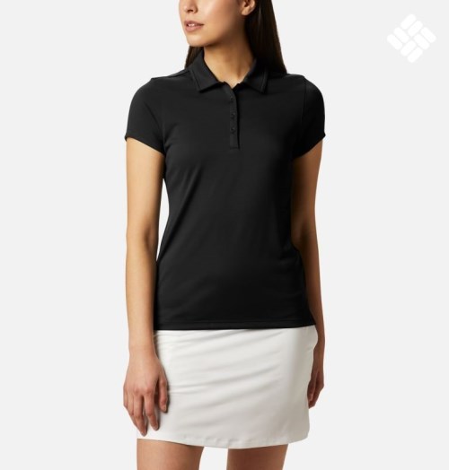 Women's Columbia Birdie Golf Polo Shirts Black | CA-G536C