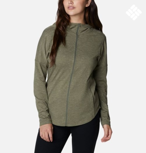 Women's Columbia Cades Cove Full Zip Hoodie Olive | CA-O43C1