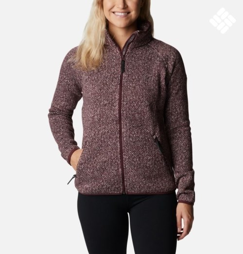 Women's Columbia Chillin Fleece Jackets Burgundy | CA-Y6348