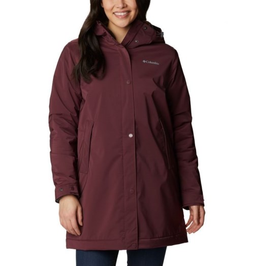 Women's Columbia Clermont Lined Rain Jackets Burgundy | CA-LCL8A