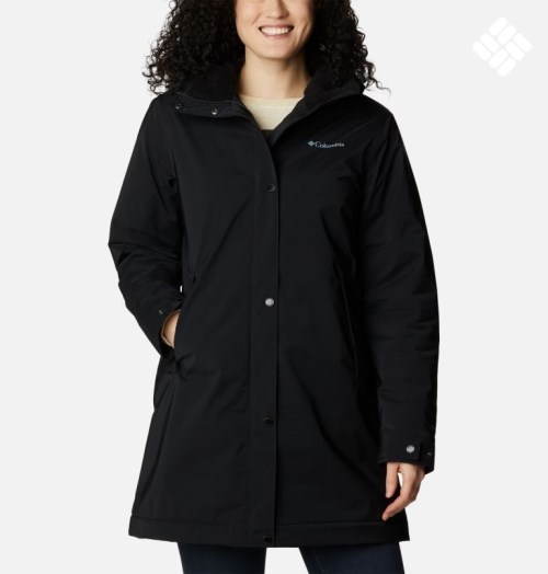 Women's Columbia Clermont Lined Rain Jackets Black | CA-WCL16