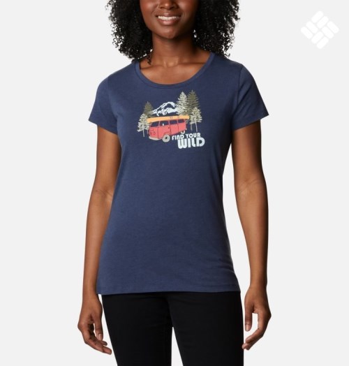 Women's Columbia Daisy Days Graphic T Shirts Navy | CA-C1A48