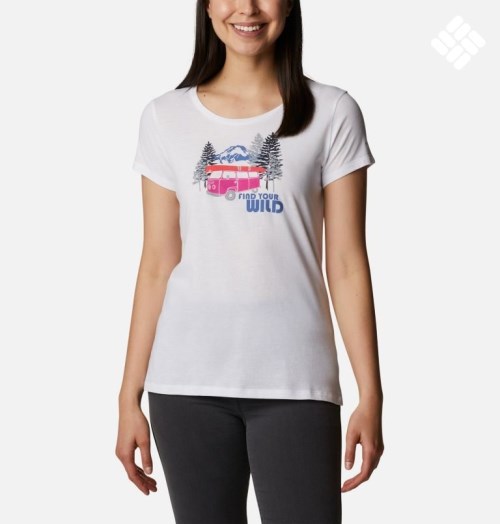 Women's Columbia Daisy Days Graphic T Shirts White | CA-UALC1