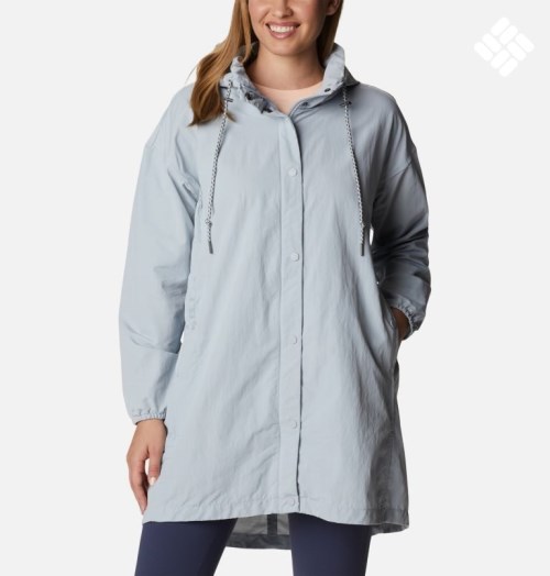 Women's Columbia Day Trippin II Long Rain Jackets Light Blue | CA-M0834