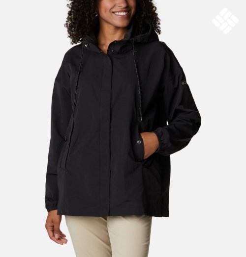 Women's Columbia Day Trippin II Rain Jackets Black | CA-NLA15