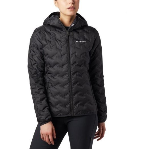 Women's Columbia Delta Ridge Hooded Down Jackets Black | CA-A6304