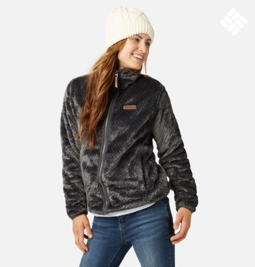 Women's Columbia Fireside II Sherpa Full Zip Fleece Jackets Black | CA-J5AC3