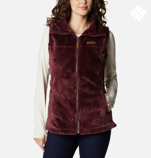 Women's Columbia Fireside Sherpa Vest Burgundy | CA-H6543