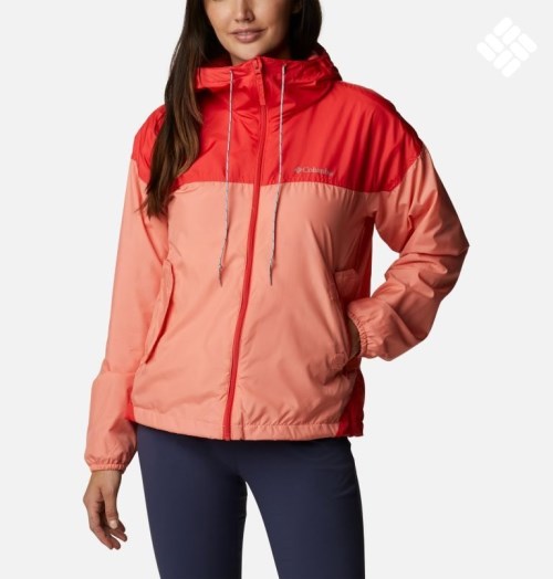 Women's Columbia Flash Challenger Fleece Lined Windbreaker Jackets Coral | CA-G1405