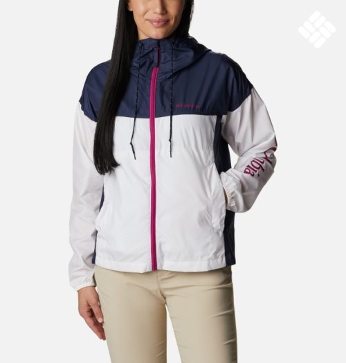 Women's Columbia Flash Challenger Novelty Windbreaker Jackets White / Navy | CA-O8163