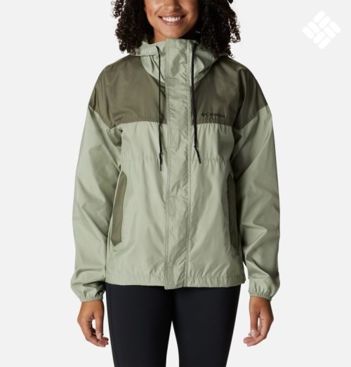 Women's Columbia Flash Challenger Windbreaker Jackets Olive | CA-W04C6