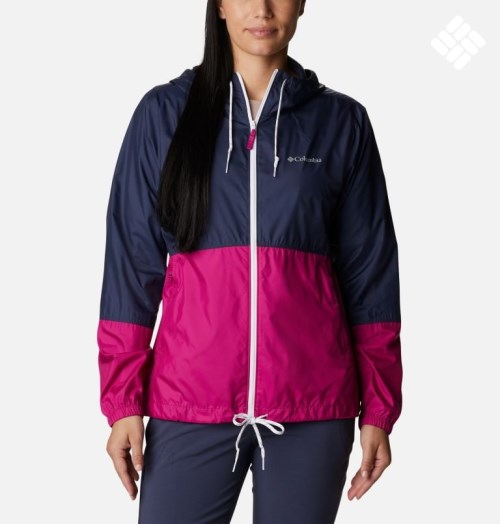 Women's Columbia Flash Forward Windbreaker Jackets Navy / Fuchsia | CA-C5C16