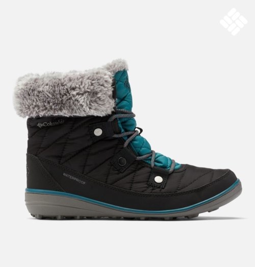 Women's Columbia Heavenly Shorty Omni-Heat Boots Black / Turquoise | CA-W38L1