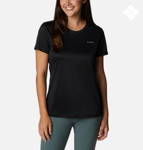 Women's Columbia Hike Crew T Shirts Black | CA-P5C64