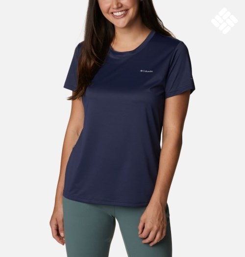 Women's Columbia Hike Crew T Shirts Navy | CA-C8603