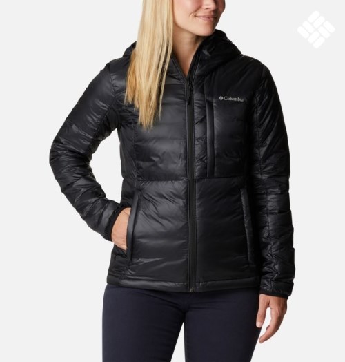 Women's Columbia Infinity Summit Omni-Heat Infinity Double Wall Hooded Down Jackets Black | CA-M43AL