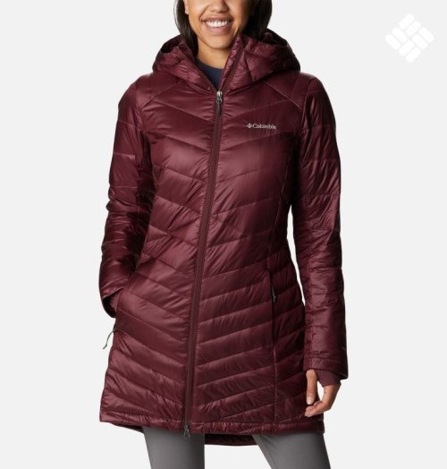 Women's Columbia Joy Peak Omni-Heat Infinity Mid Hooded Insulated Jackets Burgundy | CA-C3584