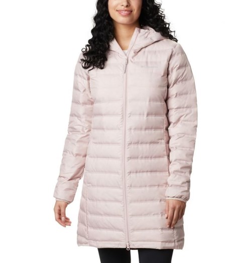 Women's Columbia Lake 22 Down Long Hooded Jackets Pink | CA-GA013