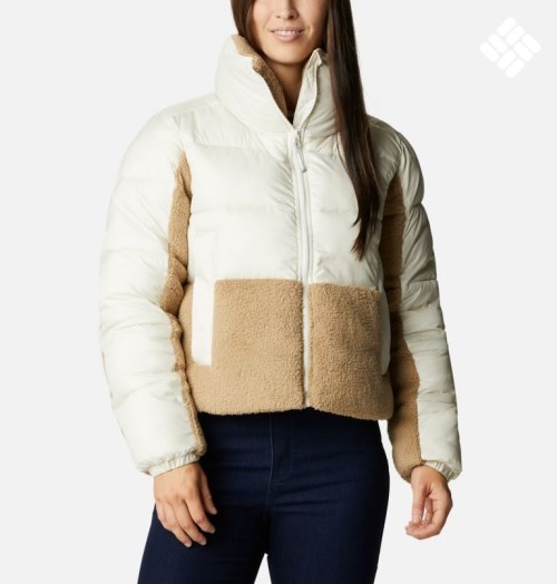 Women's Columbia Leadbetter Point Sherpa Hybrid Jackets Cream / Brown | CA-M1086