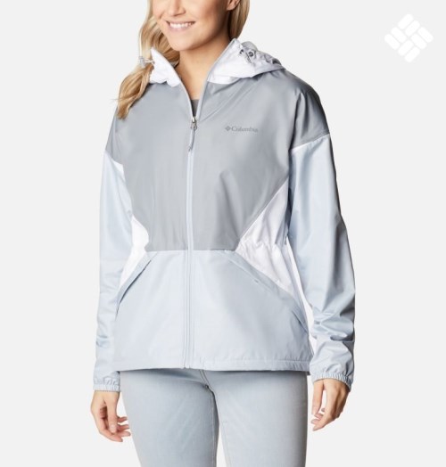 Women's Columbia Lime Rock Hill Windbreaker Jackets Grey / White | CA-L8C14