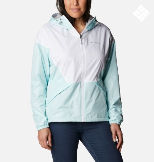 Women's Columbia Lime Rock Hill Windbreaker Jackets Mint / White | CA-M6A3L