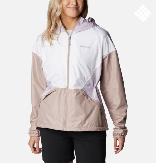 Women's Columbia Lime Rock Hill Windbreaker Jackets White / Brown | CA-YLC53