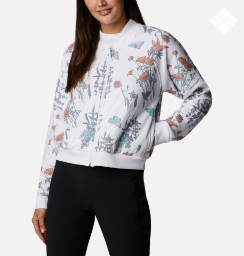 Women's Columbia Lodge French Terry Full Zip Jackets Flower | CA-C6L51