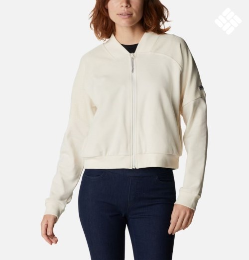 Women's Columbia Lodge French Terry Full Zip Jackets Cream | CA-CC486