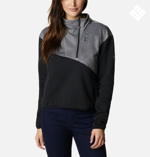 Women's Columbia Lodge Hybrid Sweatshirts Dark Grey / Black | CA-Q4508